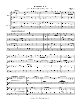 Bourree Suite 2 BWV 1067 for piano duet (2 pianos)