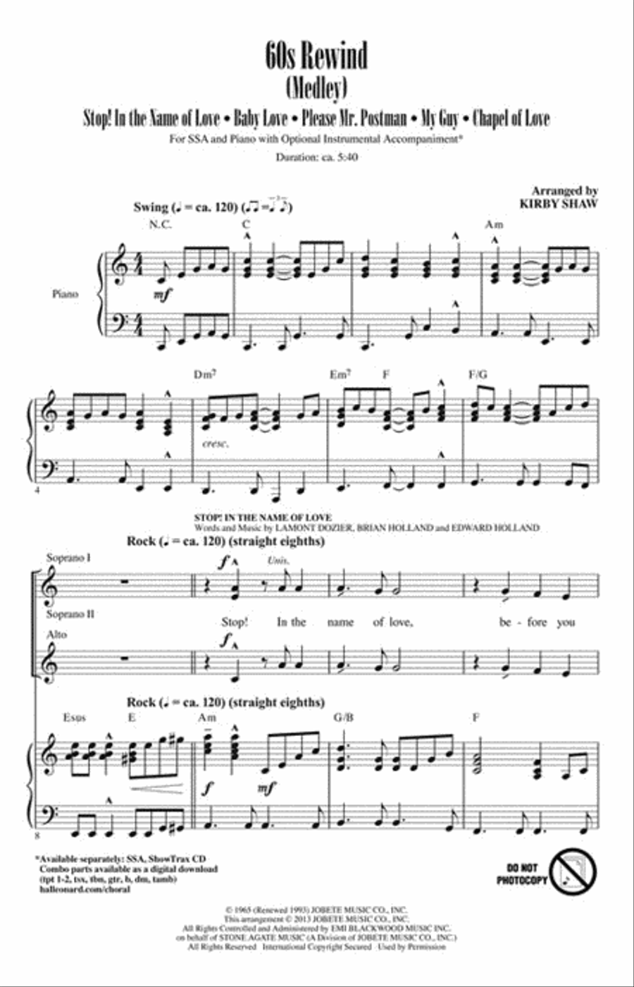 60s Rewind (Medley) 60s Rewind (Medley) Show Choir scores gallery preview page 2
