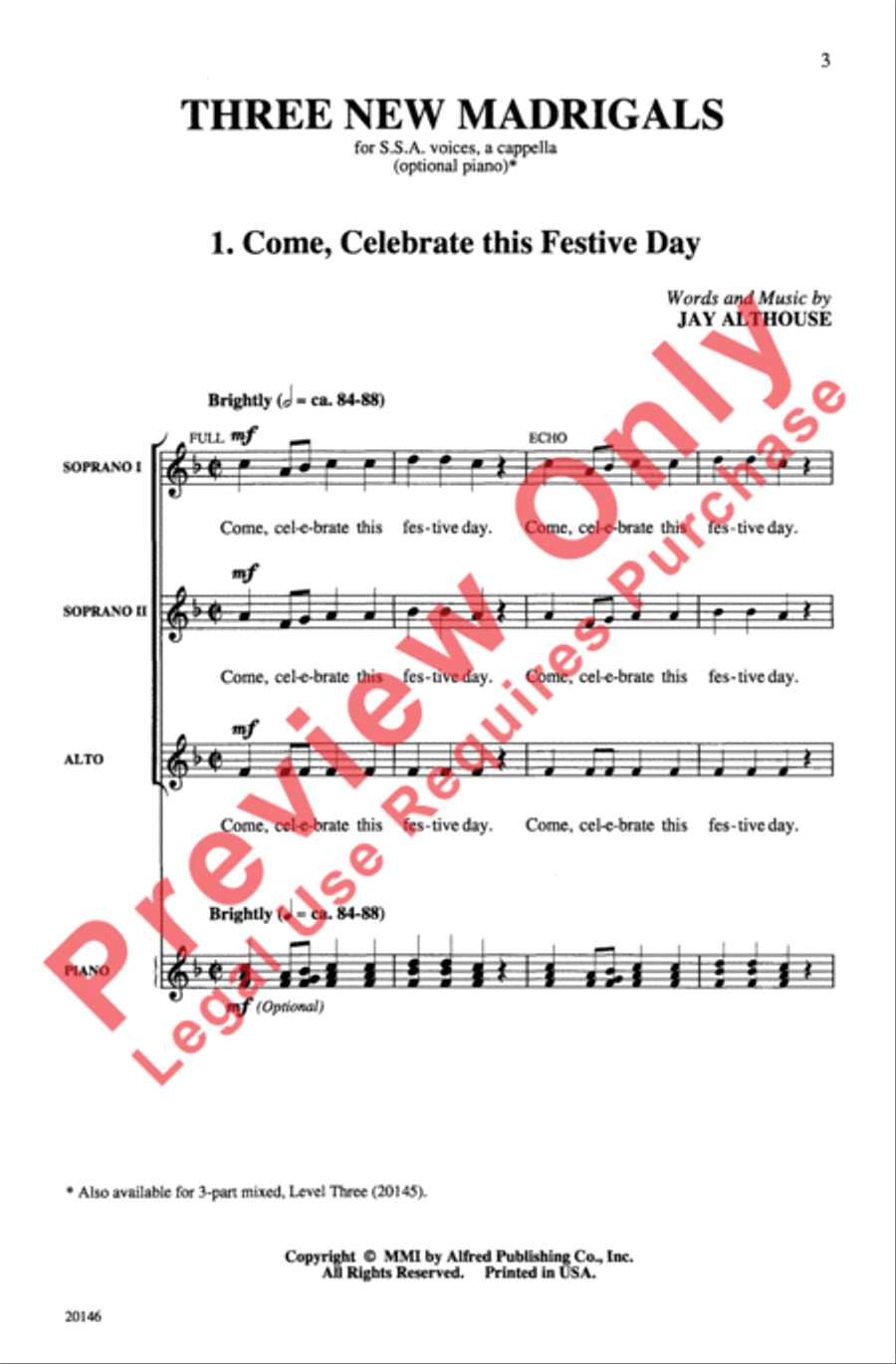 Three New Madrigals Women's Choir scores gallery preview page 3