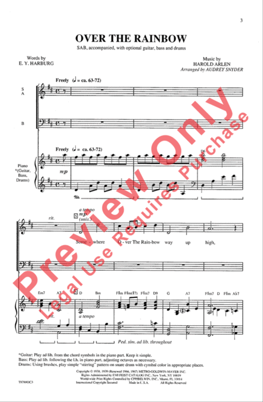 Over the Rainbow 3-Part scores gallery preview page 2