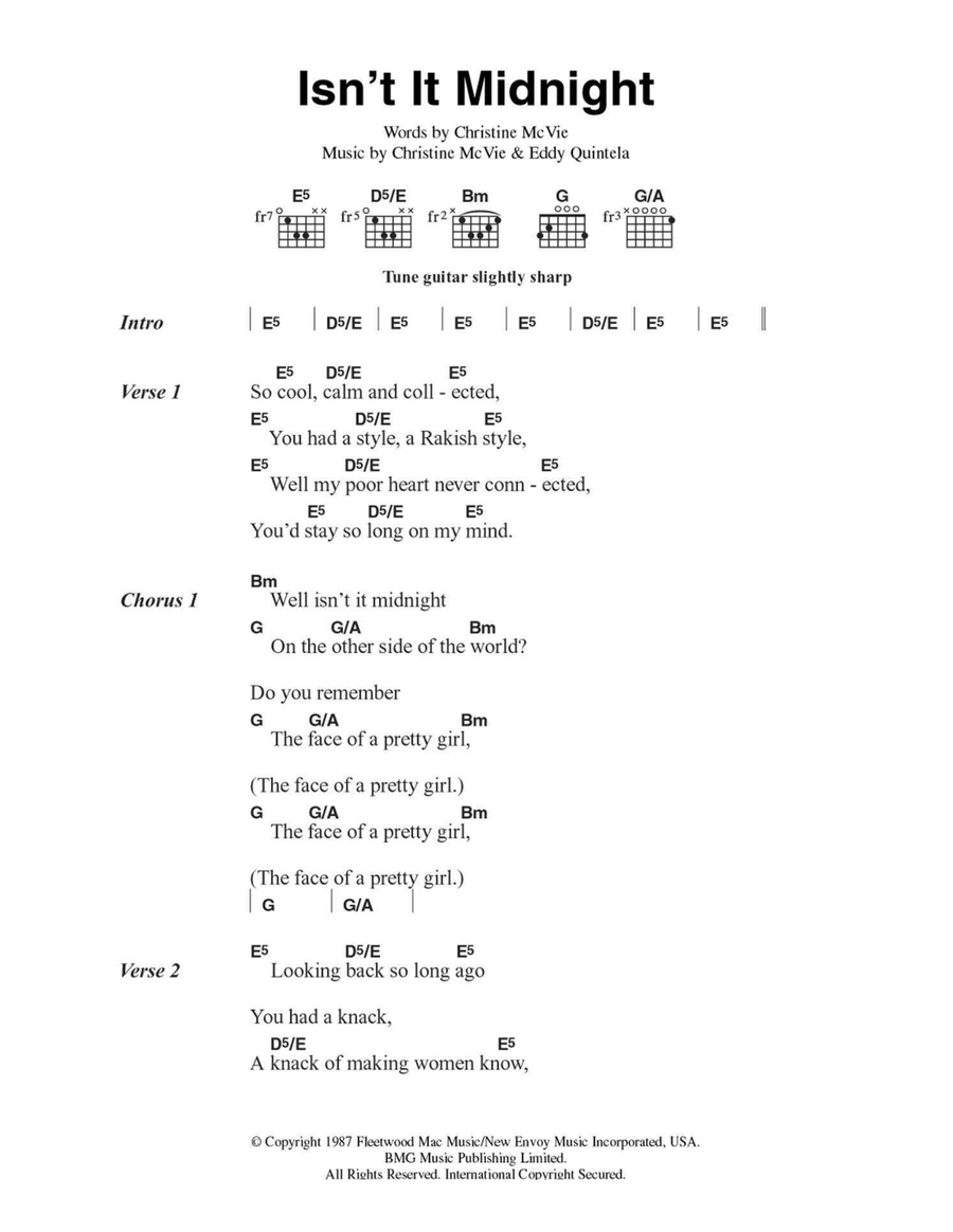 Isn't It Midnight Easy Guitar scores gallery preview page 1