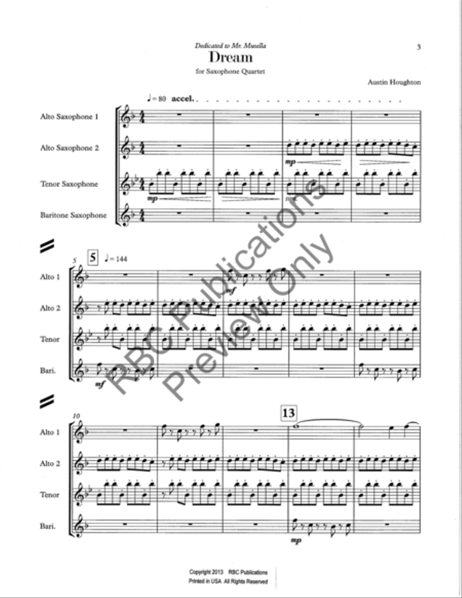 Dream Saxophone Quartet Dream Saxophone Quartet Saxophone Quartet scores gallery preview page 4