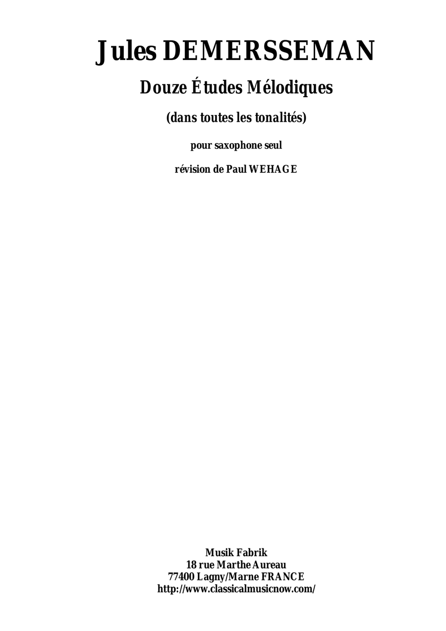 Jules Demersseman: Douze Études (Twelve Etudes) in all keys for any saxophone