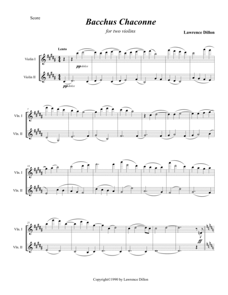 [Dillon] Bacchus Chaconne 2 for 2 violins - score