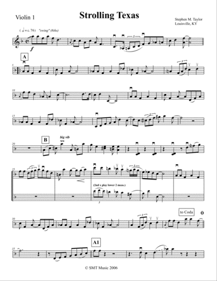 Strolling Texas (in the style of Bob Wills) for string quartet String Quartet scores gallery preview page 6