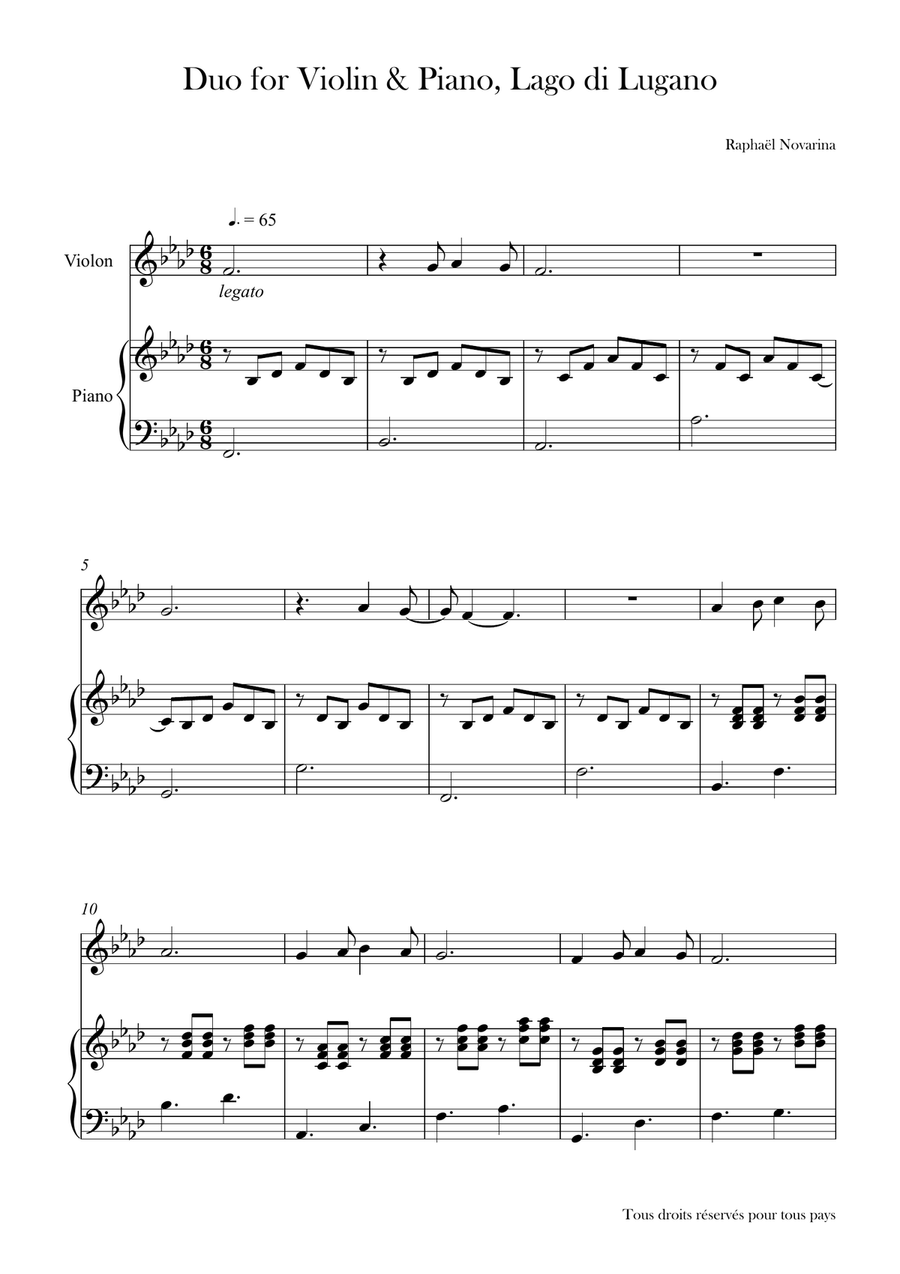 Duo for Violin & Piano, Lago di Lugano Violin scores gallery preview page 1