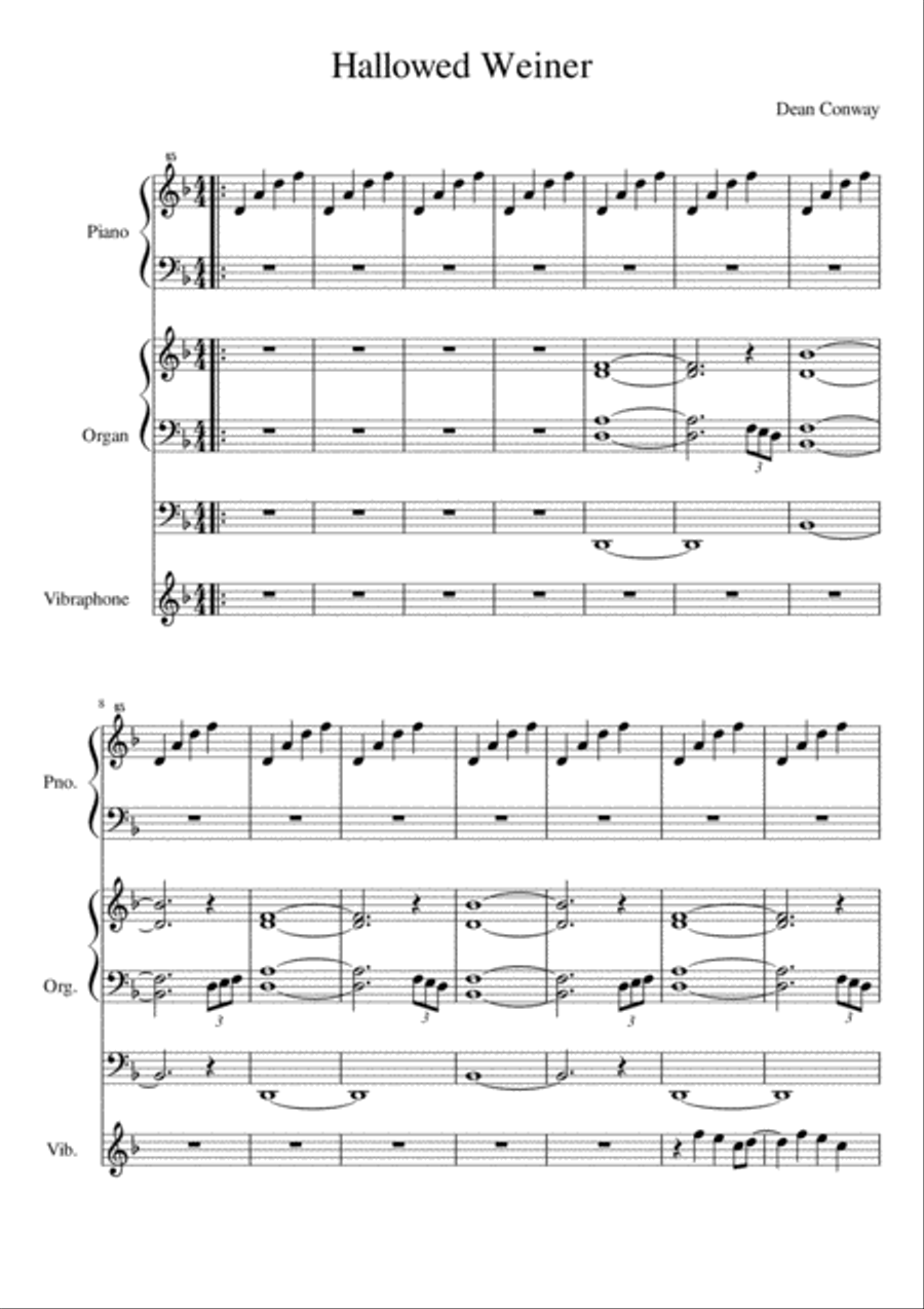 Hallowed Weiner Piano Solo scores gallery preview page 1