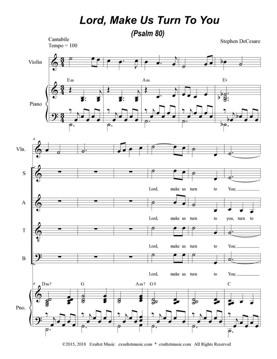 Lord, Make Us Turn To You (Psalm 80) (Mezzo solo with SATB) image number null
