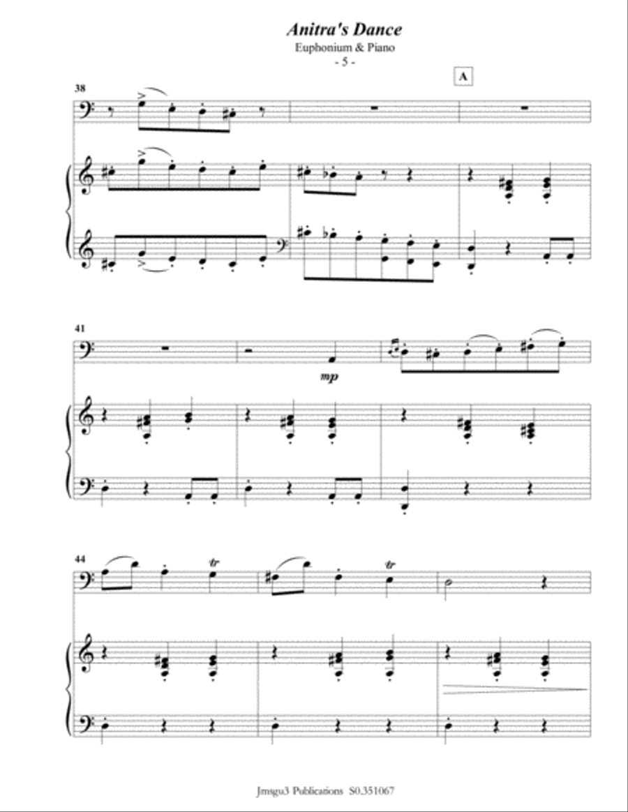 Grieg: Anitra's Dance from Peer Gynt Suite for Euphonium & Piano Euphonium scores gallery preview page 6