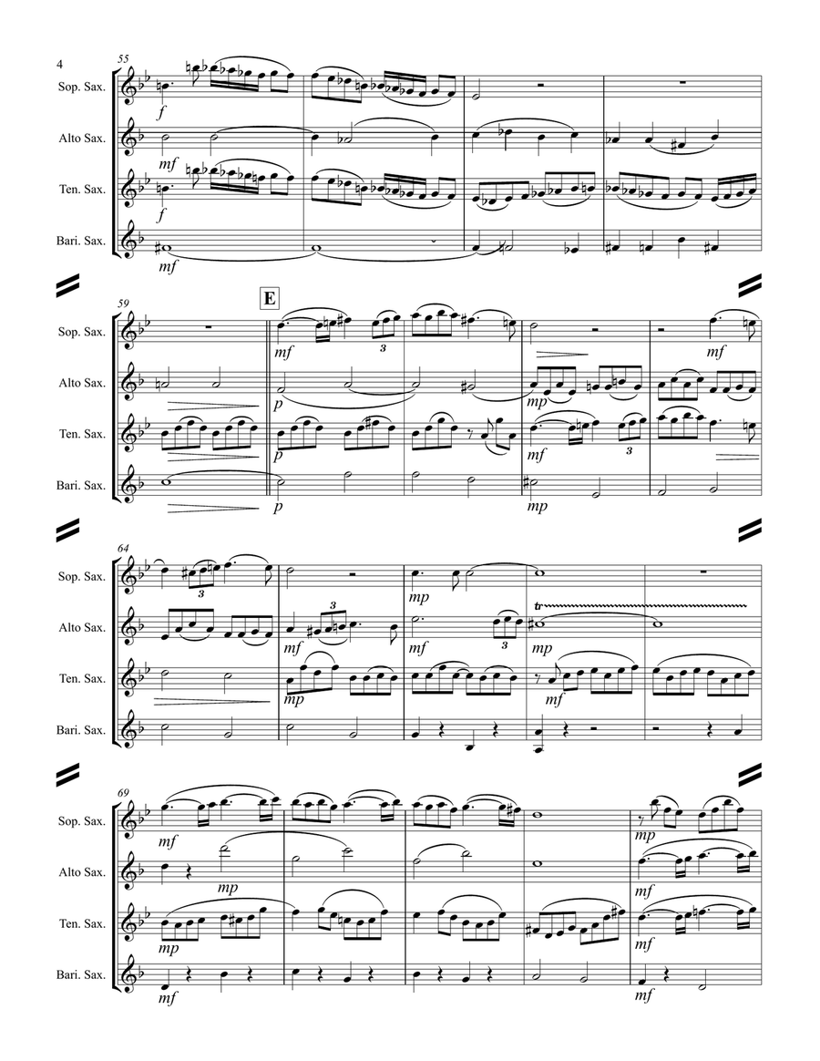 Faure - Pavane, Op. 50 (for Saxophone Quartet SATB) Saxophone Quartet scores gallery preview page 5