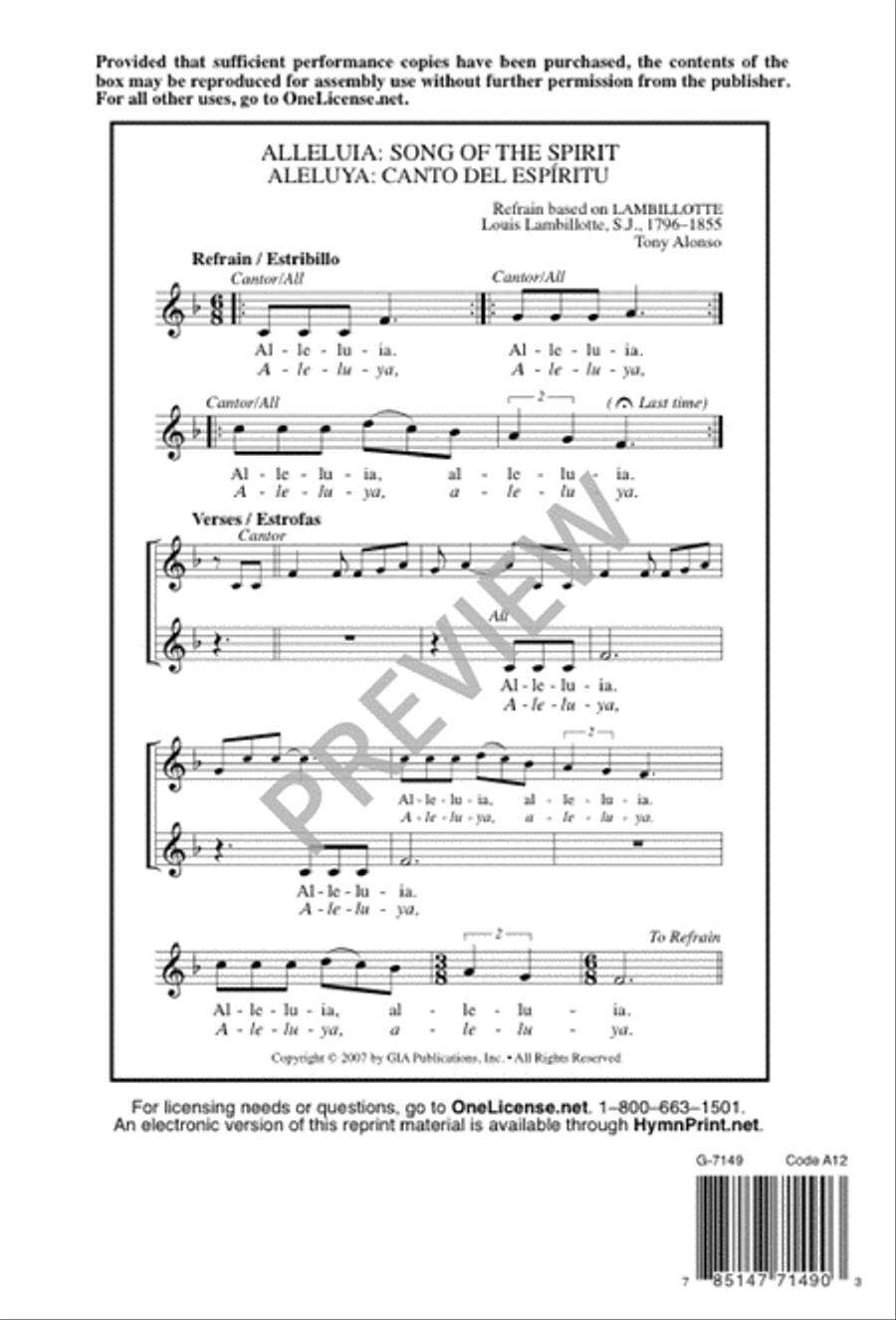 Alleluia: Song of the Spirit / Aleluya: Canto del Espíritu Unison Choir scores gallery preview page 11