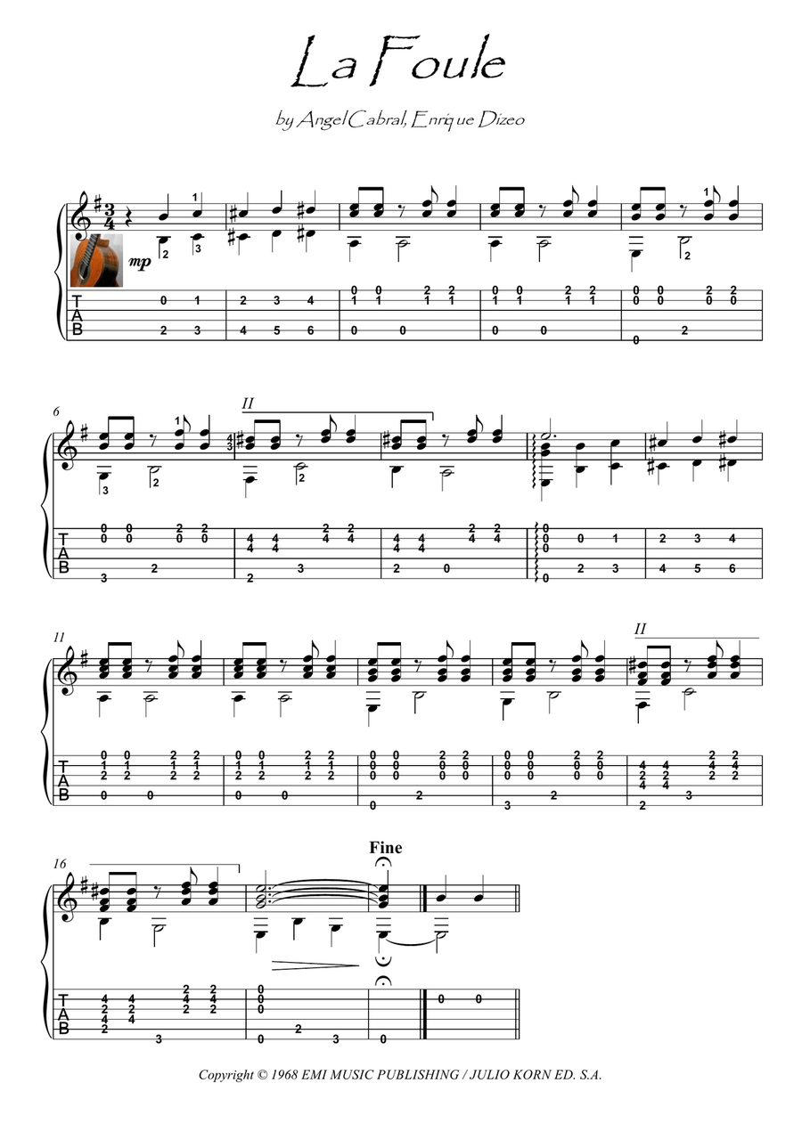 La Foule - Acoustic Guitar - Digital Sheet Music | Sheet