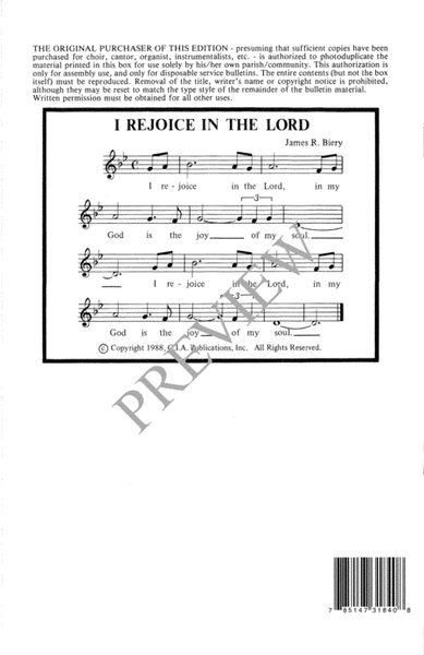 I Rejoice in the Lord