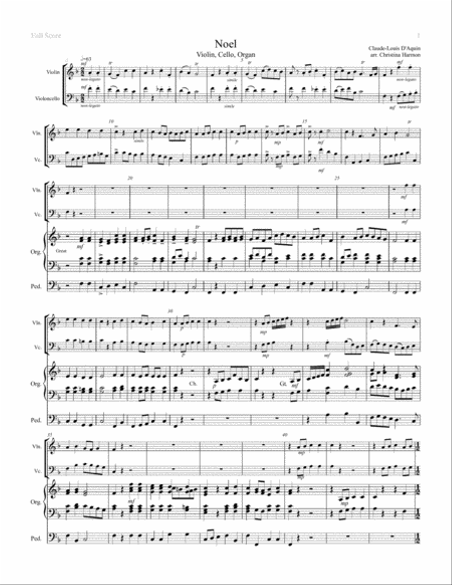 Noel for Violin, Cello, and Organ image number null