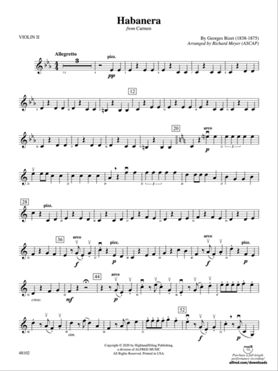 Habanera: 2nd Violin Full Orchestra scores gallery preview page 1