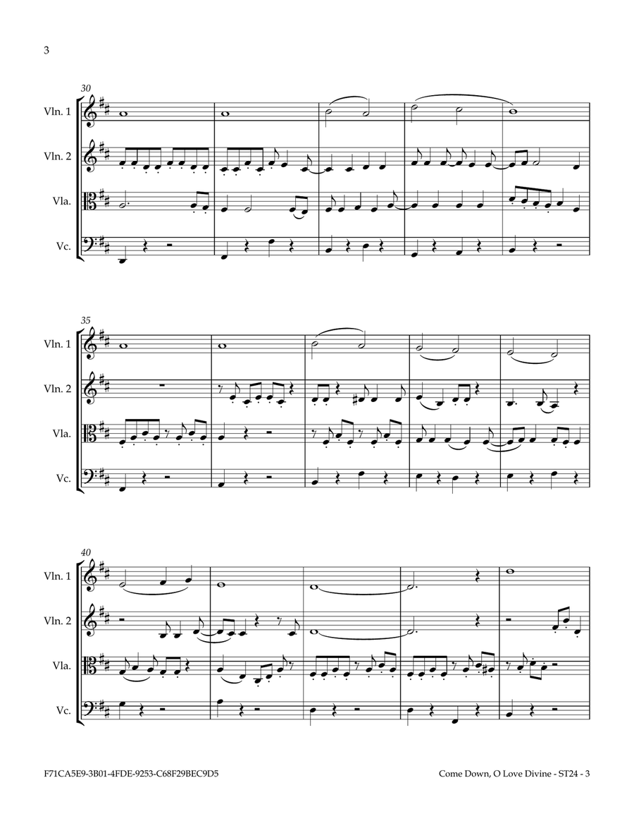 Come Down, O Love Divine String Quartet scores gallery preview page 4