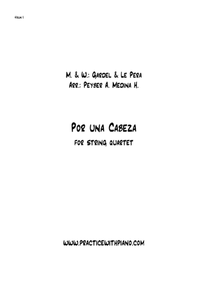 Por Una Cabeza - Tango - For String Quartet image number null