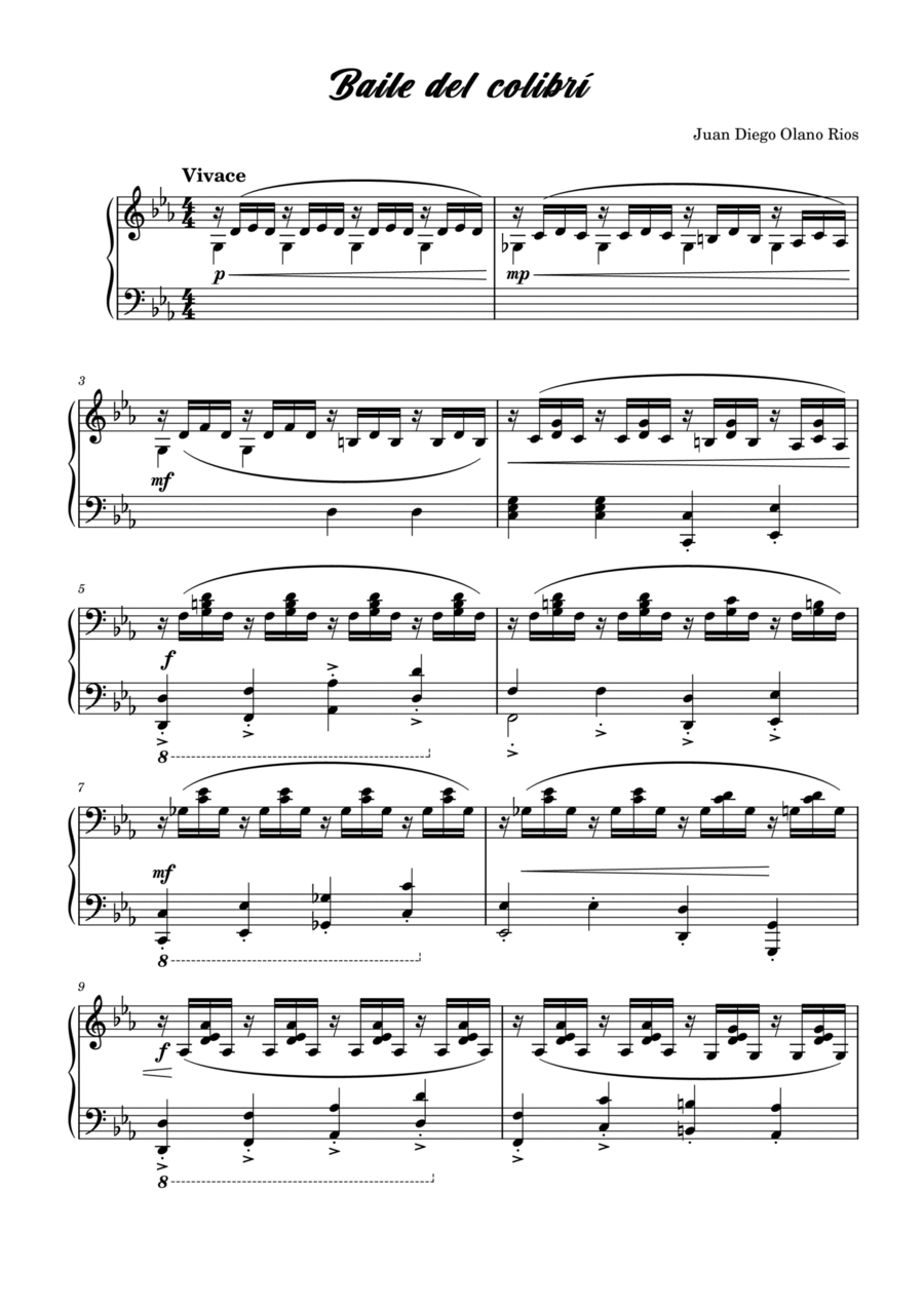 Dance of Hummingbird Piano Solo scores gallery preview page 1