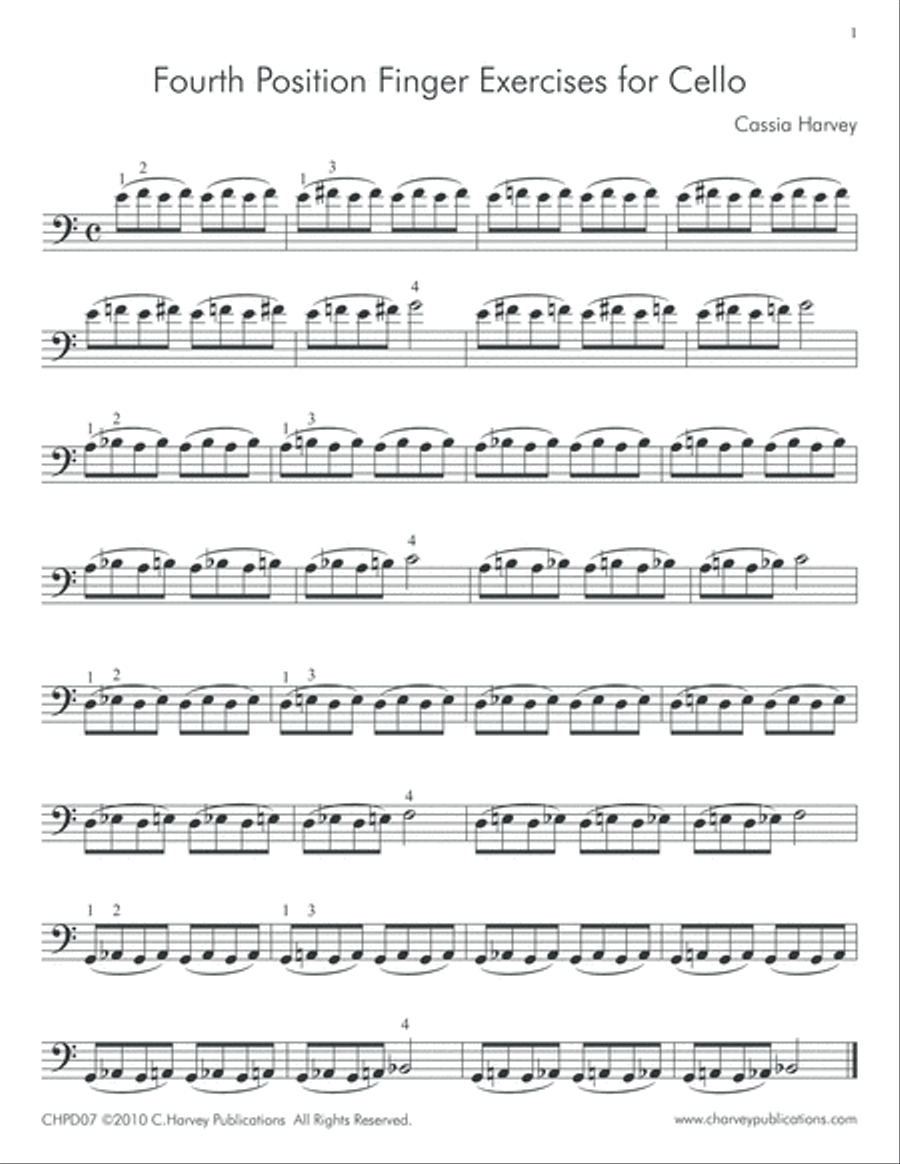 Fourth Position Finger Exercises for the Cello Cello Solo scores gallery preview page 3