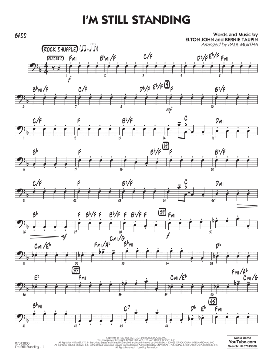 I'm Still Standing (arr. Paul Murtha) - Bass Jazz Ensemble scores gallery preview page 1