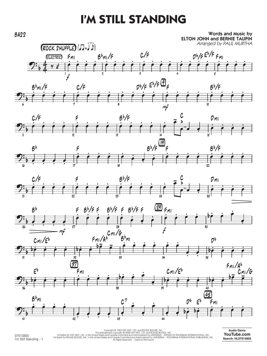 I'm Still Standing (arr. Paul Murtha) - Bass