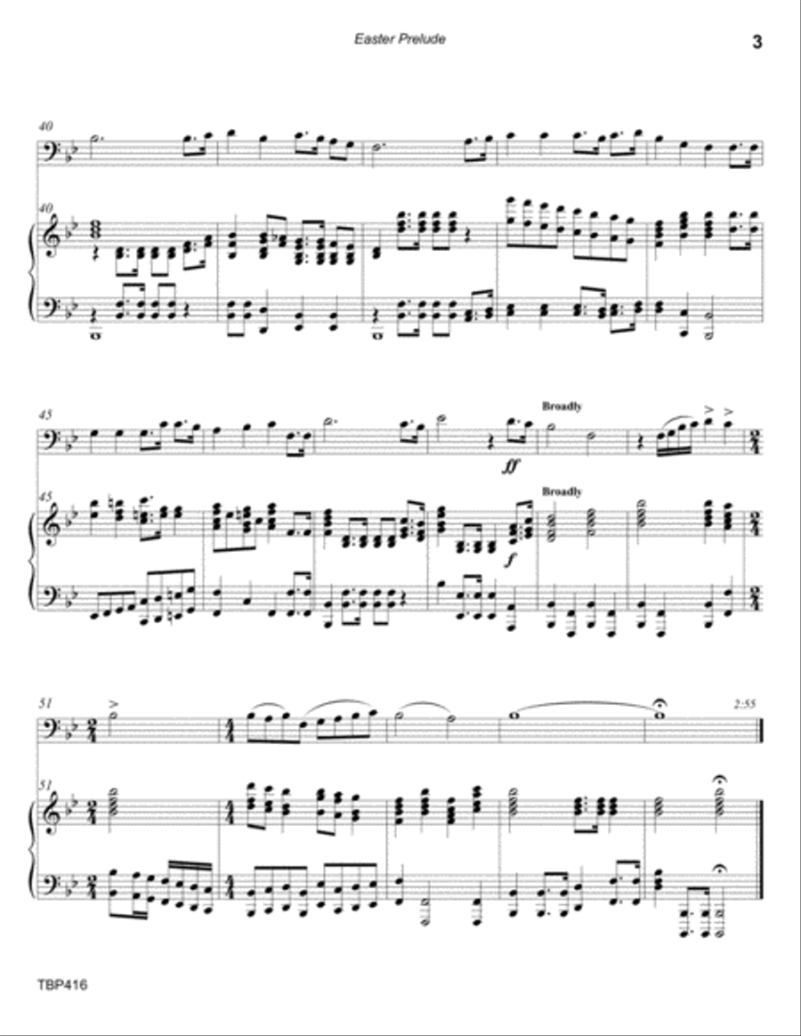 EASTER PRELUDE medley - TROMBONE SOLO with Piano Accompaniment Brass Duet scores gallery preview page 3
