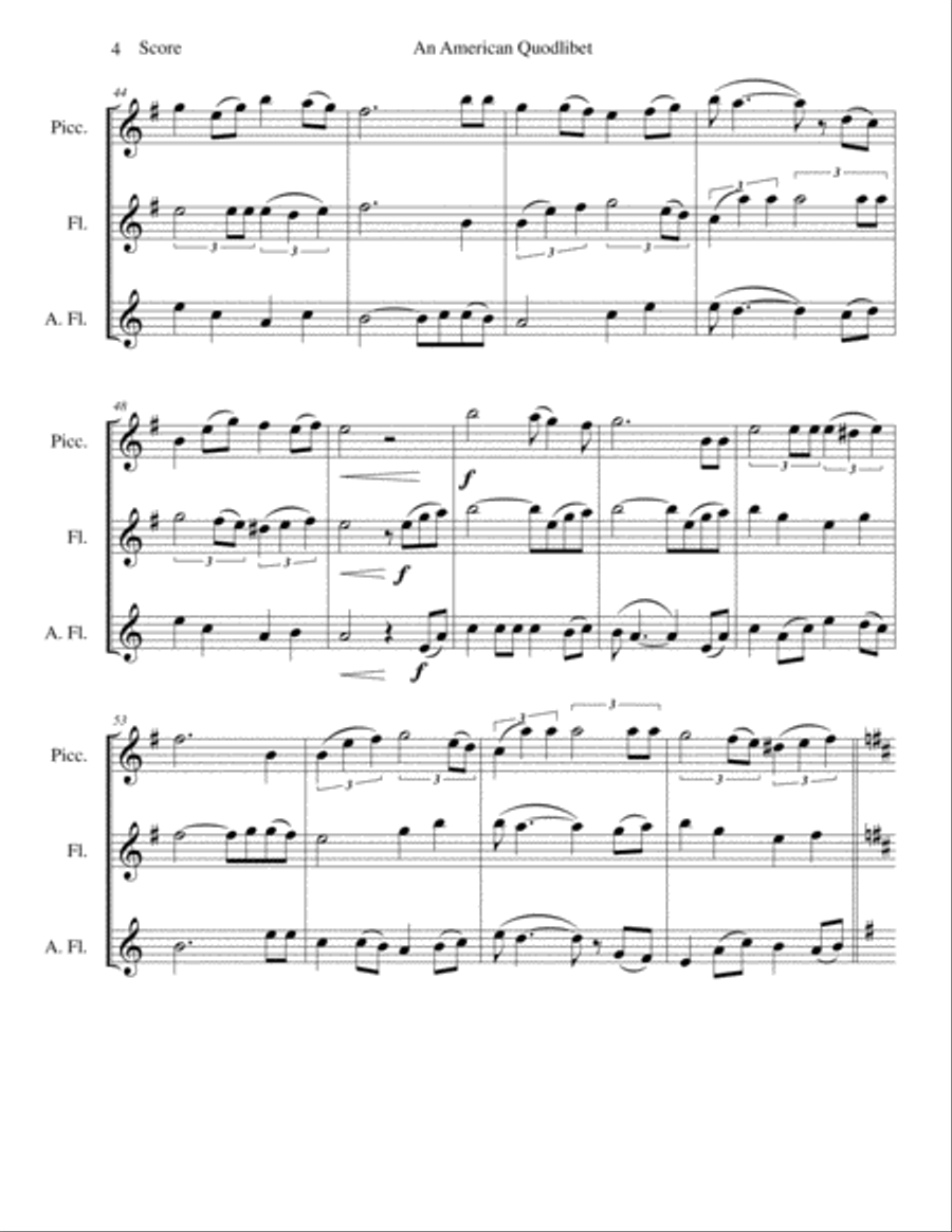 An American Quodlibet for piccolo, flute and alto flute Piccolo scores gallery preview page 4