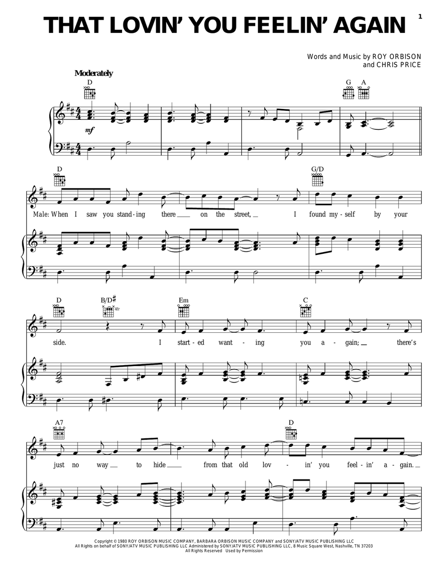 That Lovin' You Feelin' Again Piano, Vocal, Guitar scores gallery preview page 1