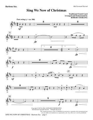 Sing We Now Of Christmas - Baritone Sax