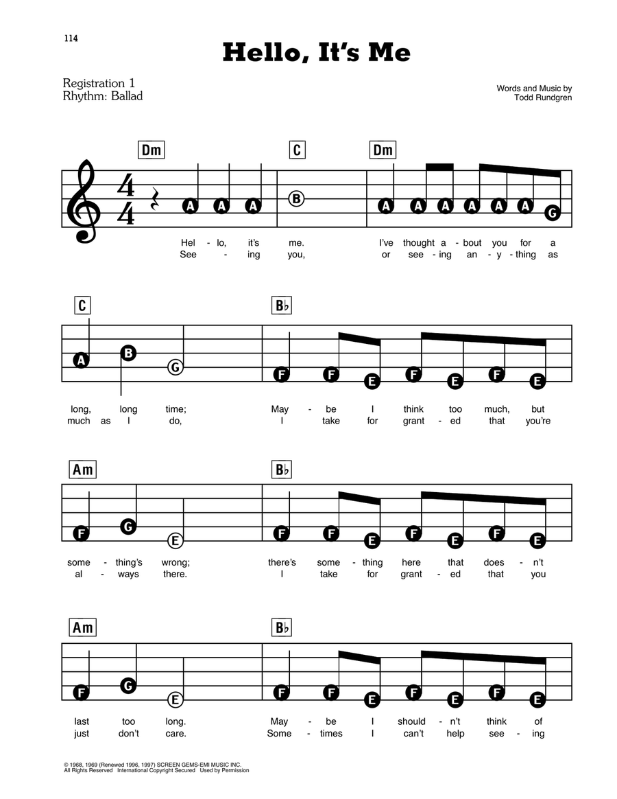 Hello, It's Me Hello, It's Me Electronic Keyboard scores gallery preview page 1