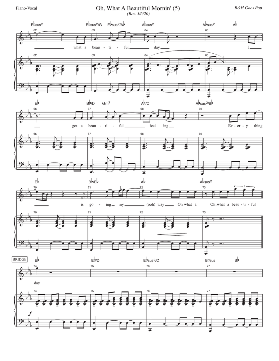 Oh, What A Beautiful Mornin' [R&H Goes Pop! version] (from Oklahoma!) Voice scores gallery preview page 5