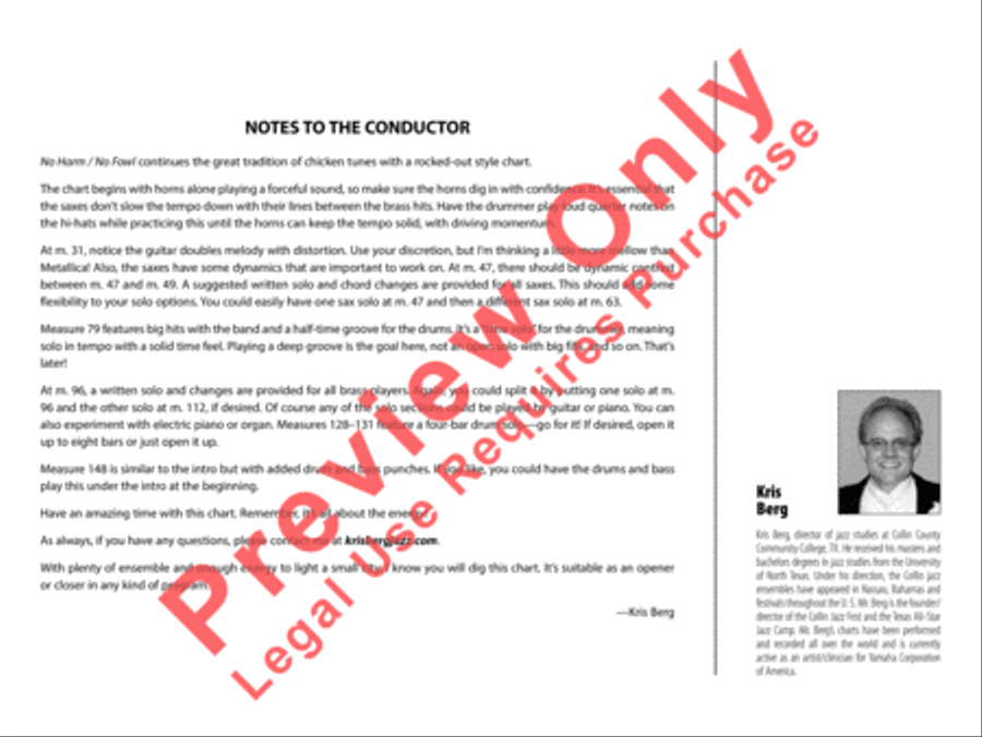 No Harm / No Fowl Jazz Ensemble scores gallery preview page 3