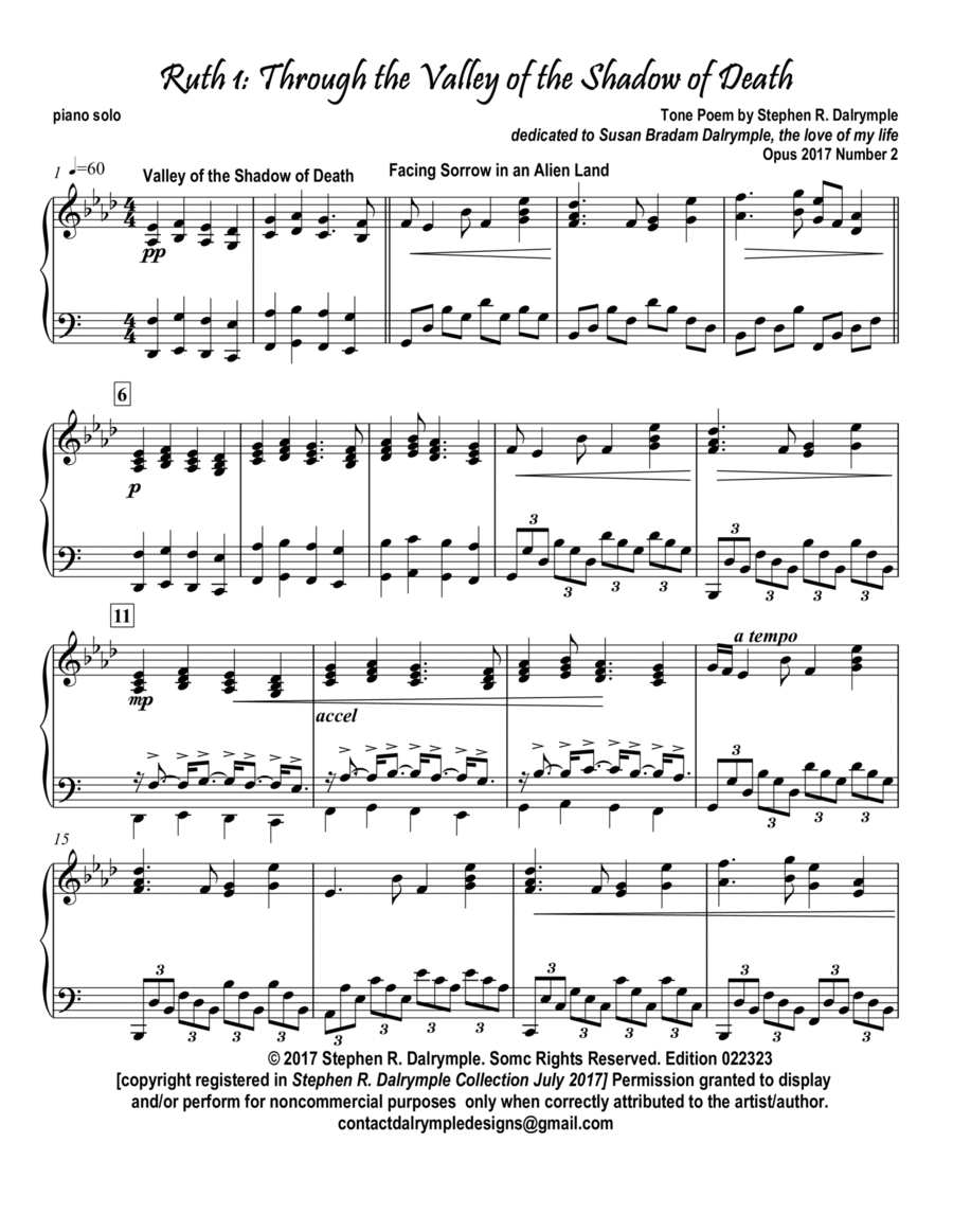 Ruth 1 - Through the Valley of the Shadow of Death - Tone Poem for Piano Solo Piano Solo scores gallery preview page 1