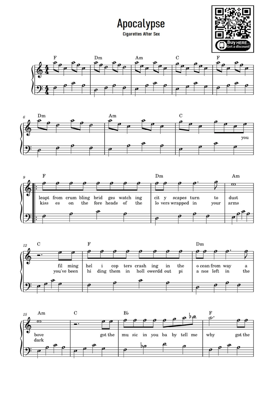 Cigarette After Sex Cigarette After Sex Easy Piano scores gallery preview page 1