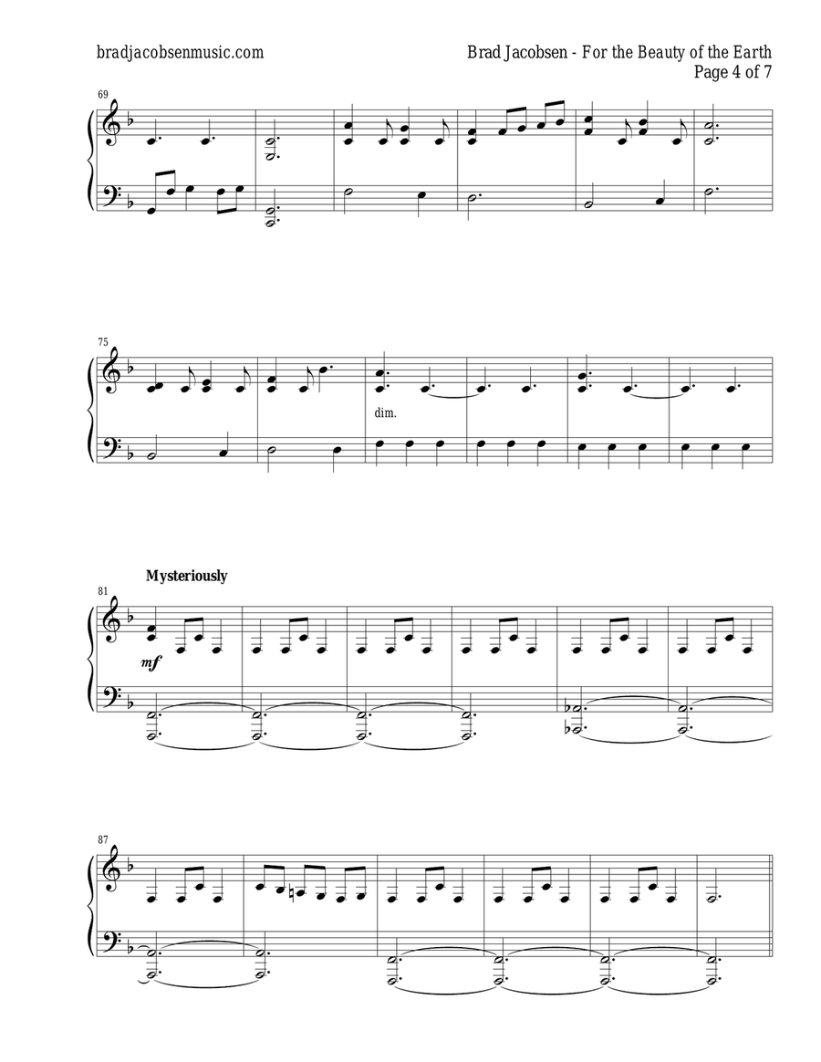 For the Beauty of the Earth Piano Solo scores gallery preview page 4