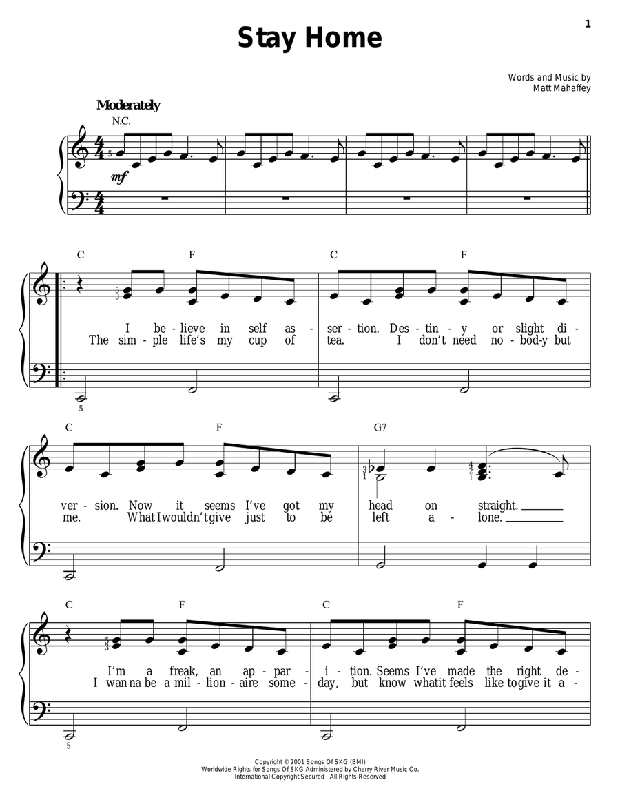 Stay Home Easy Piano scores gallery preview page 1