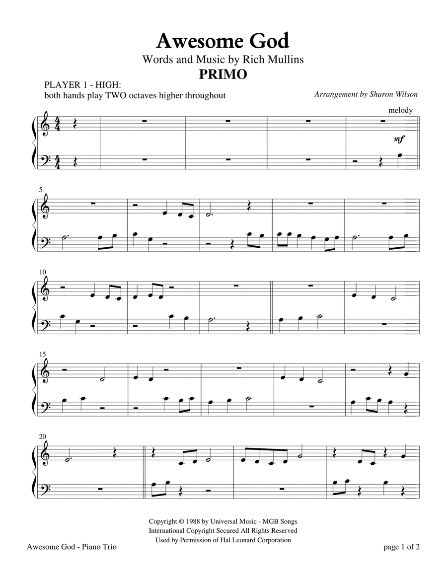 Awesome God Piano Method scores gallery preview page 3