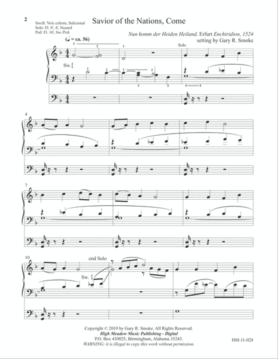 Savior of the Nations, Come Organ Solo scores gallery preview page 2