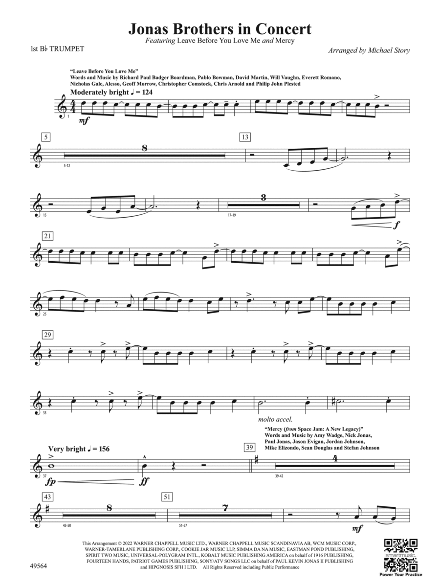 Jonas Brothers in Concert: 1st B-flat Trumpet Concert Band scores gallery preview page 1
