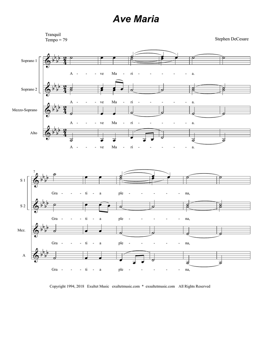 Ave Maria (from "Requiem Mass" - Piano/Vocal Score) (Soprano Solo and SSAA) image number null