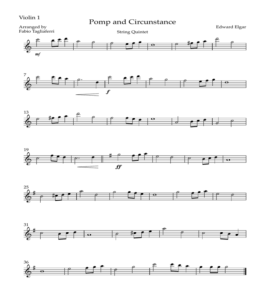 Pomp and Circumstance String Quintet scores gallery preview page 5