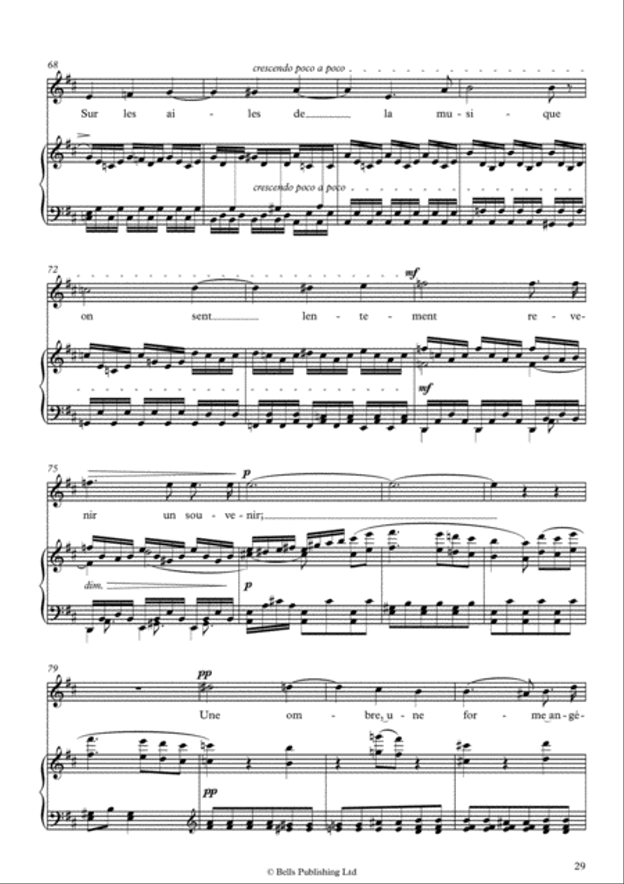 Au cimetiere (Clair de lune), Op. 7 No. 5 (Original key. D Major) Voice Solo scores gallery preview page 4