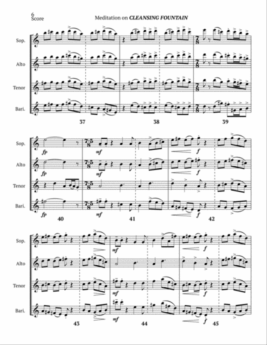 Meditation on CLEANSING FOUNTAIN Woodwind Quartet scores gallery preview page 6