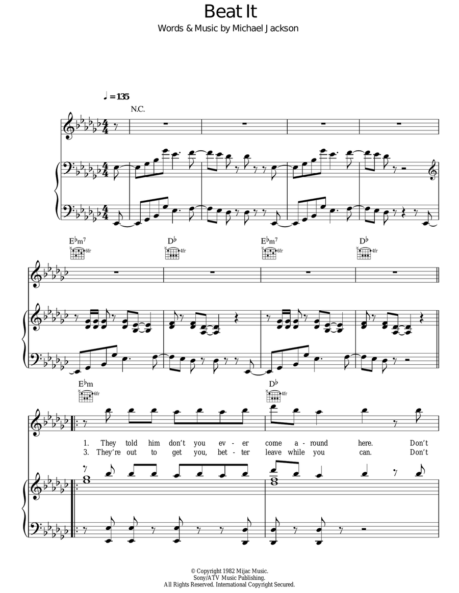 Beat It Acoustic Guitar scores gallery preview page 1