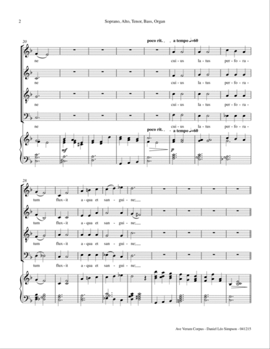 Ave Verum Corpus (Full Score & Parts and SATB/Organ score) image number null