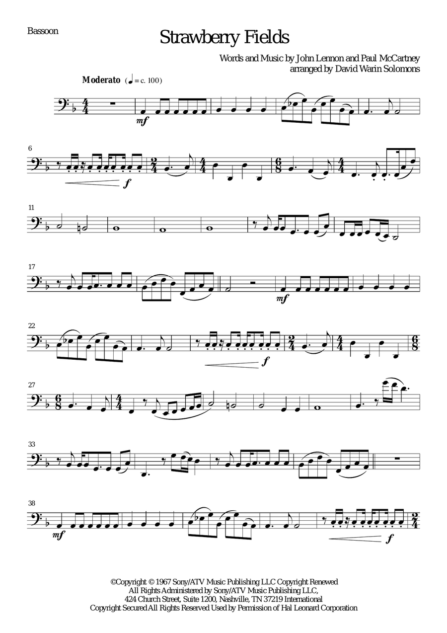 Strawberry Fields Forever Bassoon scores gallery preview page 6