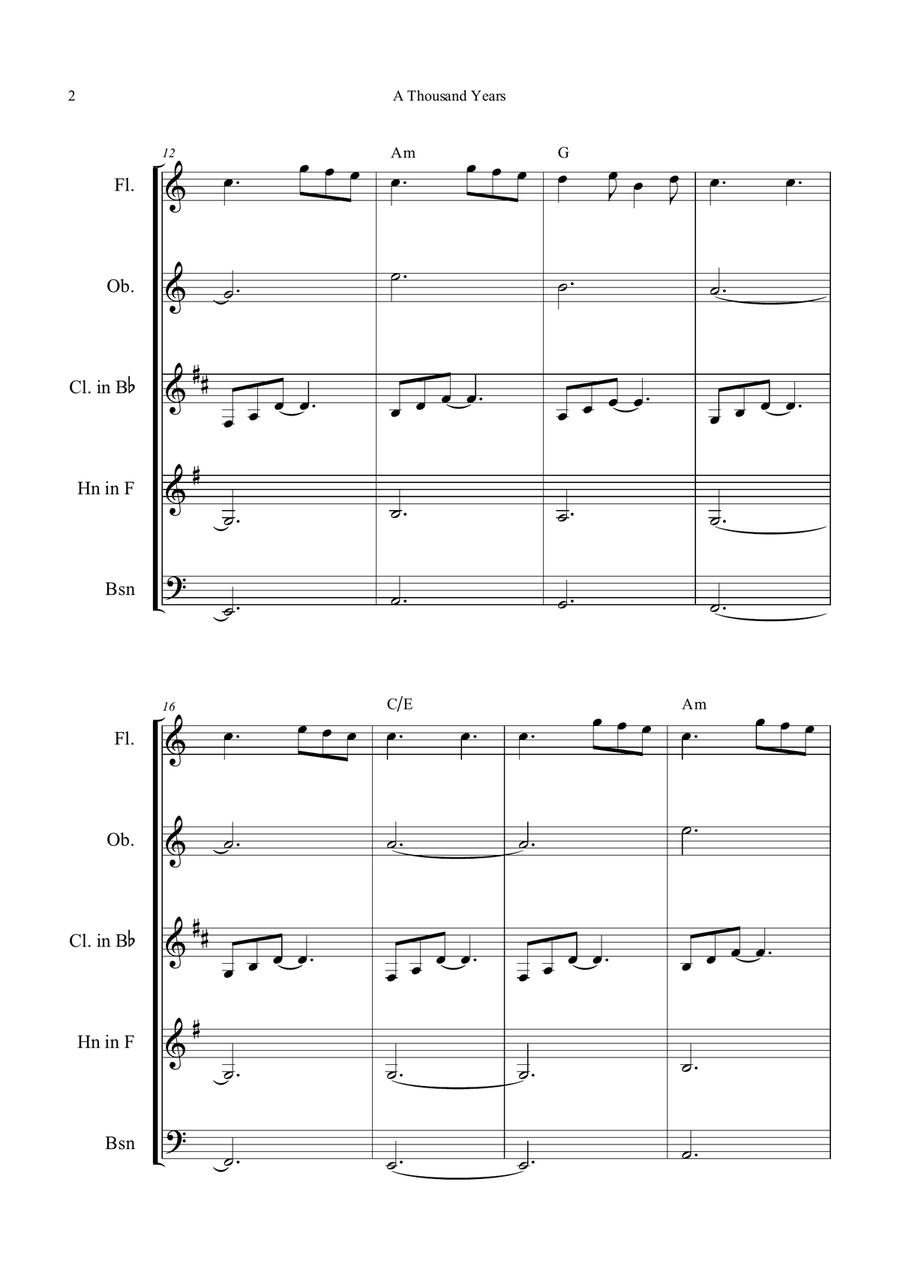A Thousand Years Woodwind Quintet scores gallery preview page 2