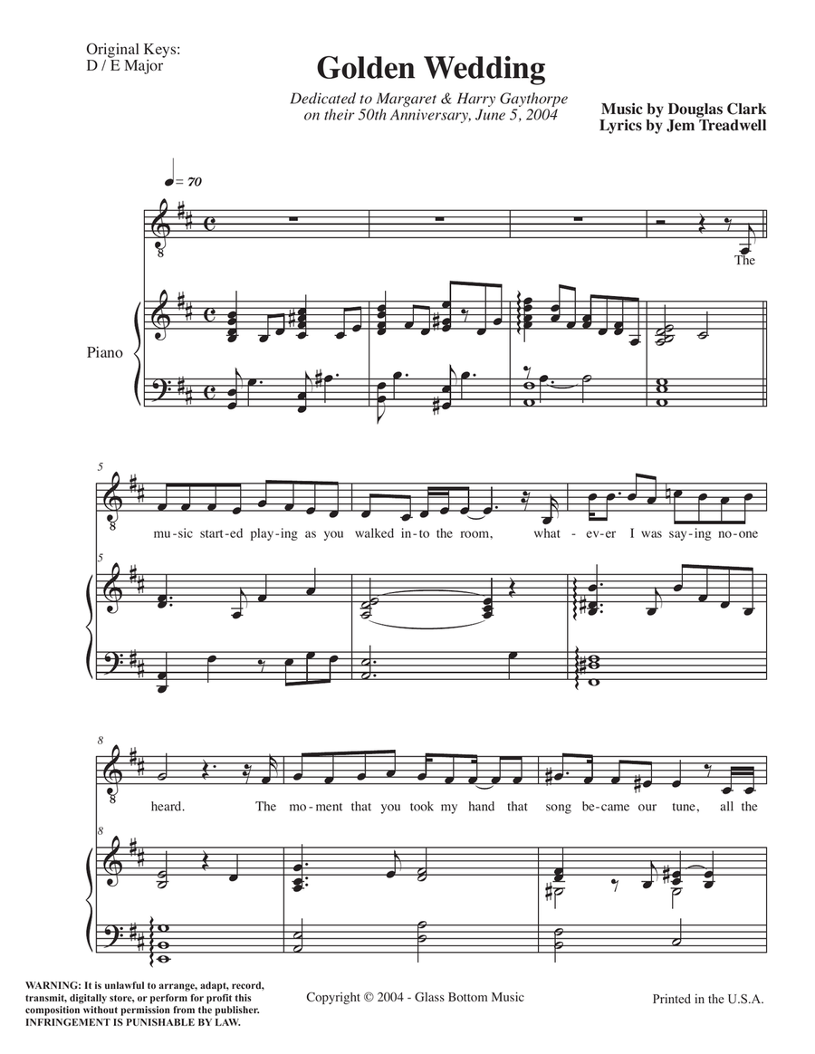 Golden Wedding (for a 50th Wedding Anniversary Celebration) - Key of D/E High Voice scores gallery preview page 2