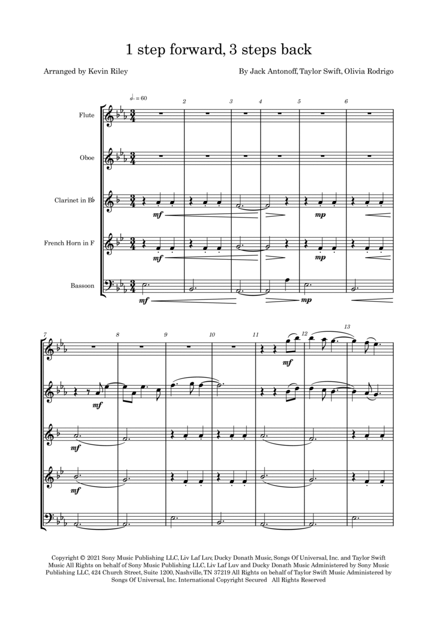 1 Step Forward, 3 Steps Back Woodwind Quintet scores gallery preview page 1