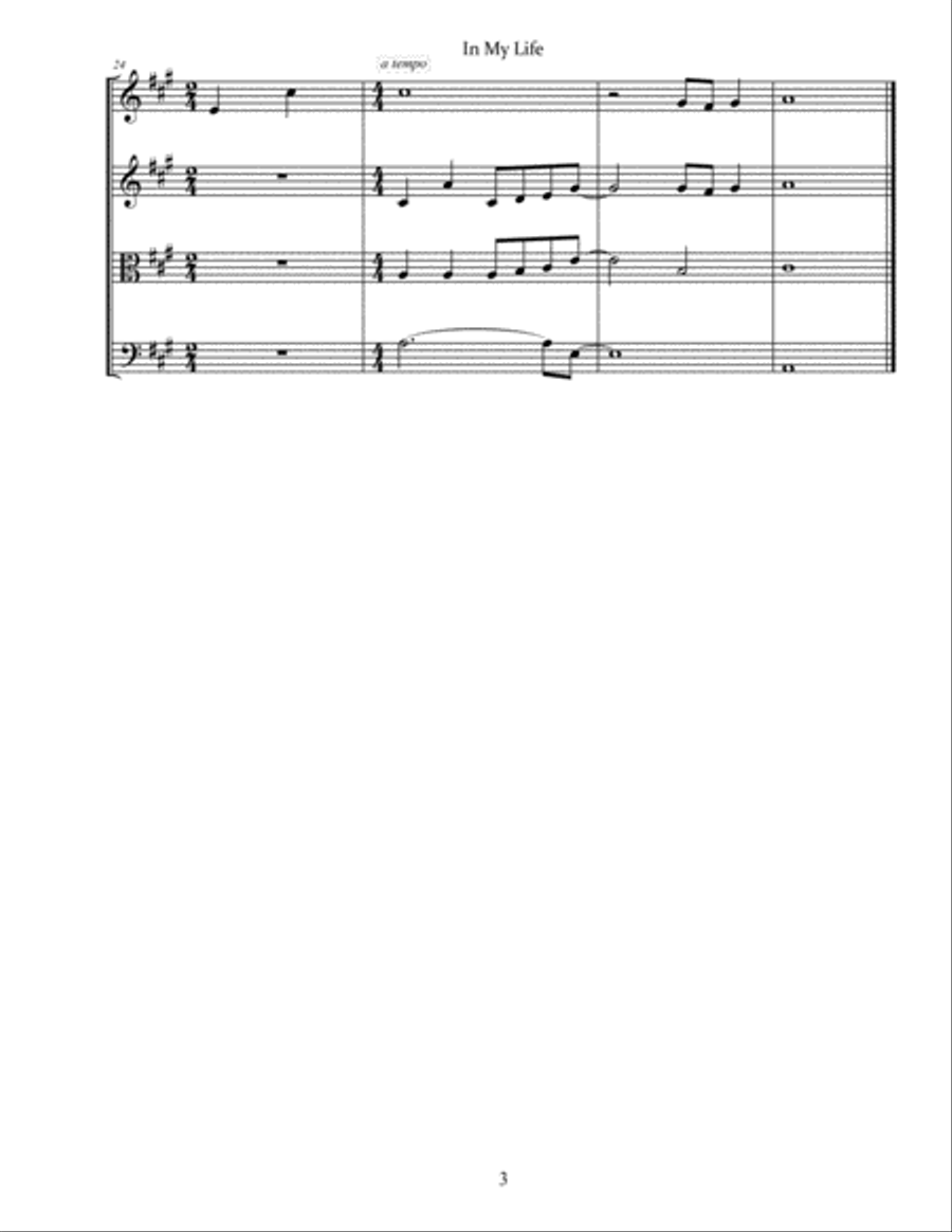 In My Life String Quartet scores gallery preview page 5